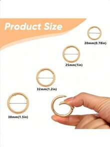 5pcs Metal Spring O Rings Clip Carabiner Snap Rings Zinc Alloy Spring O Ring Round Spring Snap Carabiner Clip Buckle Karabinerring For Keyrings Buckle,Bags,Purses - Gold - View 7
