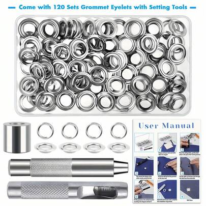 100pcs(6/8/10/12mm) Grommet Tool Kit Copper Grommet Eyelet Set With Hole Hollow Punch, Grommet Setter Tools For Clothing Leather Fabric Belt Grommet Tool Kit With Impact Stamp & Punch For Jewelry Making - Durable Iron Tools For Leather, Belts, Clothing & Curtains - Includes Storage Bag, Grommet Kit|Punching Tools|Durable Tools