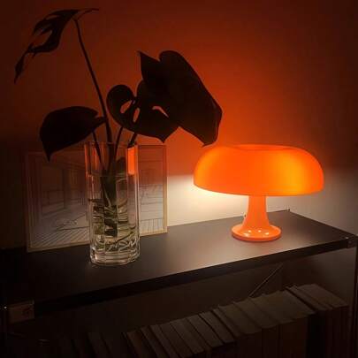 USB betriebene moderne Pilz Tischlampe, dimmbar - geeignet für Lesen & Schlafzimmer, ohne Batterie benötigt, Kunststoffbasis, warmes orangefarbenes Licht, perfektes Geschenk für Freunde & Familie, moderne Leselampe Tischlampe Kunststoffbasis Licht