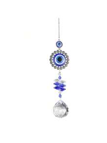 1pc,Evil Eye Crystal Sun Catcher - Optical Prism Rainbow Projection Wind Chime For Entryway Windows, Healing Energy Hanging Ornament With
