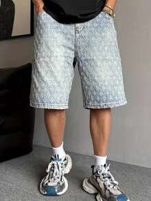 Men's Fashion Crochet Pocket Casual Denim Shorts - Light Wash - View 5