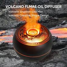 Essential Oil Diffuser, Volcano Fire Flame Aromatherapy Diffuser, 360ml Ultrasonic Cool Mist Humidifier, Scent Aroma Diffuser With 7 Colors Light, Timer & Auto Shut-Off For Home, Room (Black)