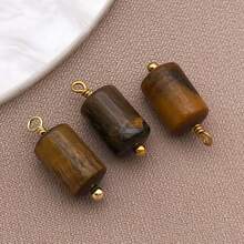 2pcs Natural Stone Pendants Column Stainless Steel Natural Stone Pendants For Earring Necklace Bracelet Jewelry Making 6x10mm - Pendants - View 16