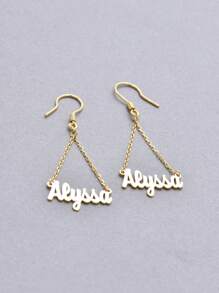 1pc Dainty Name Earrings , Custom Name Jewelry , Gold Earrings , Personalised Earrings , Contains Exquisite Gift Boxes As Valentine's Day, Holiday Gifts, Mother's Day Gifts, And Love Gifts.