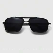 Lunettes de mode rectangle rétro de luxe pour hommes, monture métallique à double pont, style steampunk, bordures épaisses, look classique de mode pour l'extérieur, la conduite, l'été