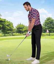 Men's Golf Shirts Short Sleeve Moisture Wicking Performance Print Patterns Casual Collared Golf Polo Shirt For Men-2025 - 紅 白 藍 - 查看 10