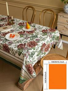1 pièce Nappe de style rétro américain à motif floral jacquard, rectangle à bordure festonnée verte, convenant pour la cuisine, les fêtes, les anniversaires, la décoration de banquet, l'ameublement de la maison, les pique-niques en extérieur, les décors photo, toute saison - Multicolore - Voir 17