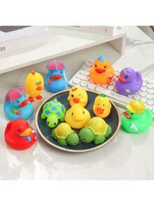 Animali piccoli simulati, premuti e chiamati paperino giallo, tartarughina, giocattoli per bambini, giocattoli interattivi per neonati per il bagnetto e il gioco in acqua