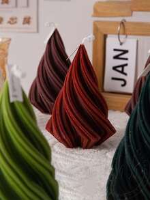 3D螺旋锥圣诞树蜡烛模具 - 几何硅胶模具，适用于树脂、肥皂、香薰蜡烛、DIY粘土工艺品、石膏装饰 - 白色 - 查看 3