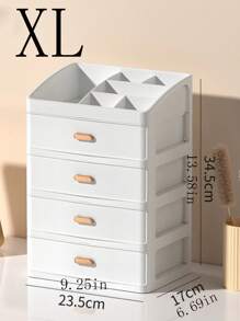 1pc Multi-Layer Divided Makeup Organizer Box, Skincare & Cosmetics Display Rack With Drawers, Portable Luxury Desk Organizer Storage Box