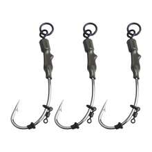 3 件套鱼钩，带旋转高碳钢倒刺锋利鱼钩，适用于淡水咸水钓鱼 - 黑色 - 查看 3