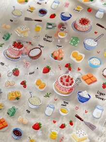 Adesivos de Nail Art de Bolo de Morango, Adesivos Decorativos da Série Café da Manhã Bonito e Doce