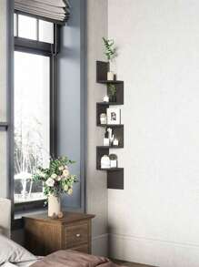 1pc Wall Mounted Storage Rack, Creative 5-Tier Corner Triangular Wall Shelf, Semicircle Display Rack, Wall Mounted Corner Bookshelf (Light Not Included)