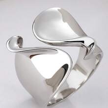 1枚S925纯银戒指，手工简约大号戒指，女士款，派对珠宝礼品