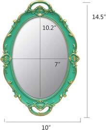 Bedroom Deccor Vintage Small Mirror 14.5 X 10 Inch Oval Pink Wall Mirror - 綠色 - 查看 4