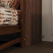 KEIKI Queen Size Murphy Bed With Desk, Wood Horizontal Wall Bed Cabinet With Gas Struts, Space-Saving Folding Bed For Guest Room, Bedroom, Living Room, Walnut - 棕色 - 查看 6