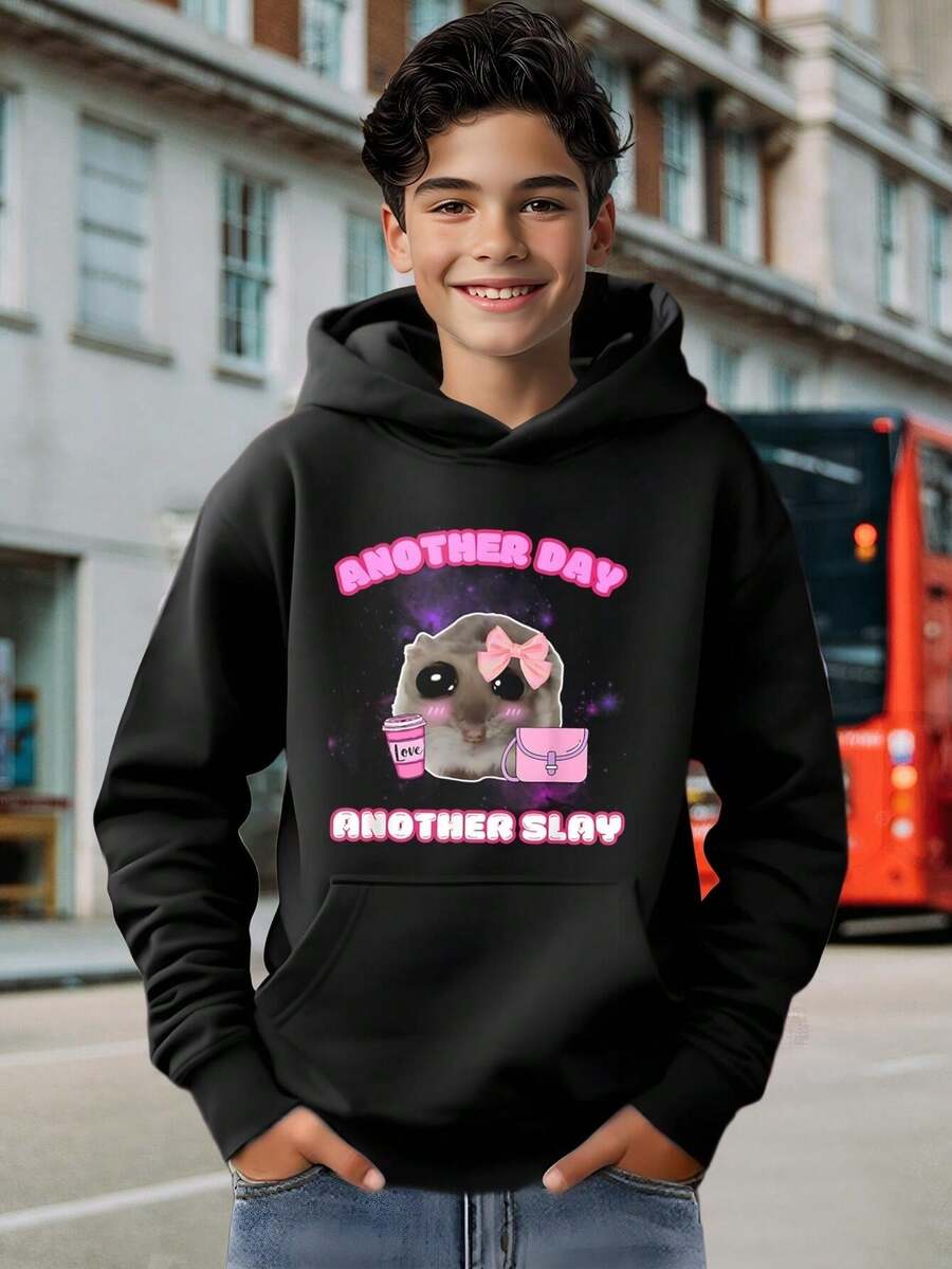 Cute Kawaii Hamster Teen Hoodie - Fashion Graphic Tee For Women Girls - Slay Hamster Lover Apparel - Youth Jacket