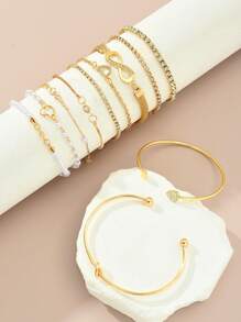 8 Stücke & eleganter Metallarmband-Set mit verschiedenen Elementen wie Perlen, Herzen, Schmetterlingen, Unendlichkeit, Strass, personalisiertes delikates süßes mehrschichtiges Armband, ideal als Geschenk für Freunde, Familie, Geliebte, Feiertage, Partys, Alltagsgebrauch, Jahrestag