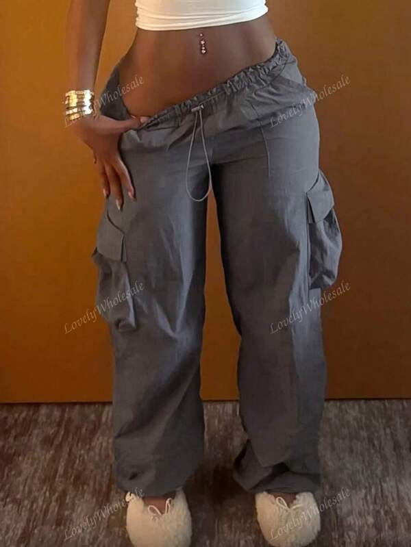 LovelyWholesale Pantalon cargo de rue pour femmes avec poches latérales : parfait pour l'automne