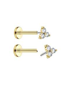 Cartilage Earrings Studs Flat Back Hypoallergenic Stainless Steel, Threadless Push In Studs For Tragus Helix Nostril Conch Piercing Jewelry 20G 18G 16G 6mm 8mm - Multicolor - View 18