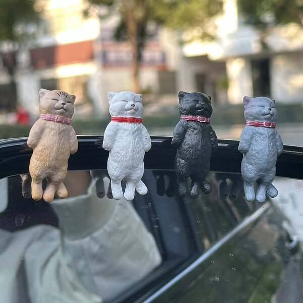 1 coleira de gato fofa com desenho animado para decoração de carro, ideal para console central, espelho retrovisor, acessórios fofos para carro, vem com adesivo
