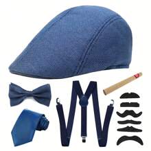 D EXCEED 4/5/6 pièces Accessoires de costume Gatsby des années 1920 pour hommes, tenue de gangster Peaky des années 1920, accessoires de costume Cosplay avec chapeau des années 1920, bretelles, nœud papillon, accessoires de cigare