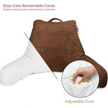 Almohada de Lectura Almohada para Cama Estándar, Almohada de Espalda para Sentarse en la Cama, Almohada Silla de Memory Foam Triturado y Almohadas para Descanso en Cama, Gris Carbón - Café con chocolate - Ver 1
