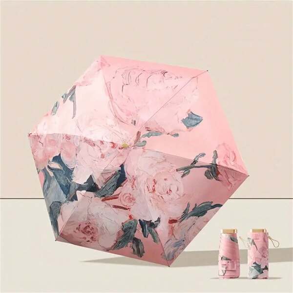 Mini 6 Ribs Umbrella, Coated Fabric Extremely UV-Resistant, Compact Portable Pocket Umbrella, Gift Umbrella For Princess, Ladies