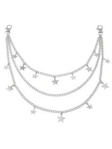 1 Stück Punk-Stil minimalistischer, vielseitiger Pentagramm-Anhänger mit Quaste, Mehrschicht-Taillenkette/Hosenträger, geeignet für den täglichen Gebrauch von Männern und als Streetstyle-Accessoire