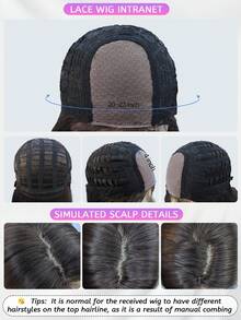 SHUDUO 1 额头形状蕾丝 4*1，额头蕾丝长直发，中心分假发，黑棕色假发，半编织日常自然，时尚逼真假发（不含配件） - Dark Brown - 查看 7