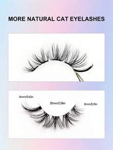 Asiteo 7 Pairs Cat Eye Lashes,Soft Fluffy And Wispy False Eyelashes-Natural Look,Comfortable To Wear Natural Tail Elongated,For Beginners Used Daily Makeup Extension Fake Lashes-Reusable - màu đen - Xem 5