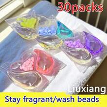 Contas de lavanderia 3 em 1 com fragrância de cores aleatórias, contas de lavanderia de alta gramatura, 4 g por conta, contas de lavanderia 3 em 1 com fragrância de longa duração, amaciante de tecidos, antibacteriano e desodorizante, contas de detergente de lavanderia concentrado para lavagem doméstica