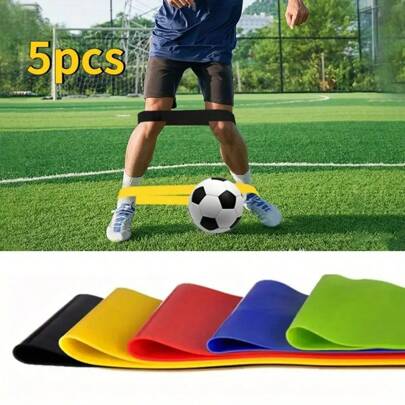5pcs Professional Soccer Bands, High Stretch Professional Soccer Training Tension Bands, Thick Leg Training Equipment With Tension Rings, Yoga Fitness Tension Bands