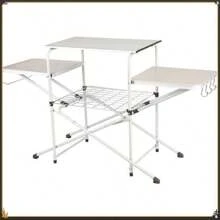 Camp Kitchen Cooking Stand With Three Table Tops, Indoor Outdoor
