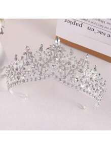 1 pièce Couronne en alliage de strass en verre de goutte d'eau à la mode, convient pour les femmes à porter lors de mariages, vacances, anniversaires et fêtes