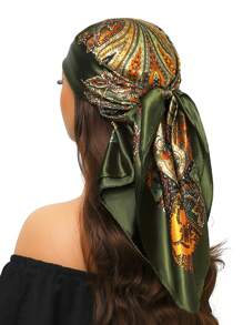 1 pezzo Lussuoso foulard quadrato oversize con protezione solare, 90cm, sciarpa da collo con stampa di moda, versatile per tutte le stagioni