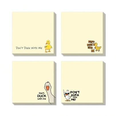 4 种款式鸭形便签，3 英寸 x 3 英寸，每本 50 张，有趣的办公室便签，适合学校、办公室、家庭使用，学生/教师礼物，各种 1 件学校用品，返校