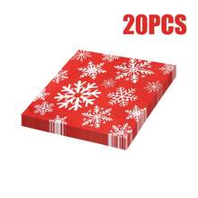 100/60/20 件 13 * 13 英寸一次性圣诞主题餐巾，带有红色背景和白色雪花图案，适用于节日聚会、圣诞派对、新年和冬季主题派对、西餐厅、咖啡厅等