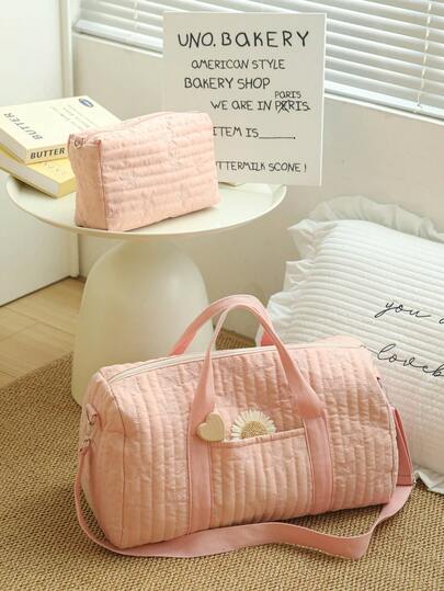 多功能大容量刺绣星星手提单肩斜挎包，可挂在婴儿车上，适合孕妇户外携带