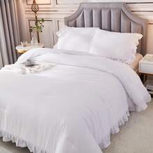White California King Comforter Set, 3 Pieces Shabby Chic Ruffle Solid Cal King Bedding Sets, Oversized All Season Soft Lightweight Down Alternative Bed Set For Adults Men Women - White - View 5
