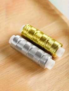 200 Yards Luxury Gold & Silver Metallic Thread, Shiny & Glossy, Suitable For DIY Sewing, Embroidery And Quilting Crafts - Multicolor - View 2