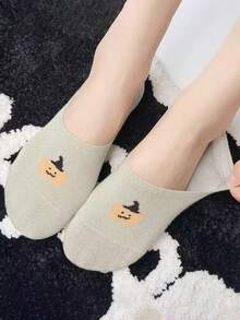 5 Pares (Cores Aleatórias) Meias Invisíveis de Silicone Respiráveis Estilo Japonês com Desenhos de Vegetais de Verão, Meias Finas e Baixas Doces para Mulheres