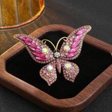 1 Stück vintage Palast-Stil Schmetterlings-Brosche mit Strass-Einlage, eleganter Charm-Accessoire geeignet für DIY, formelle Anlässe, Hochzeit, Party, Schulrucksack
