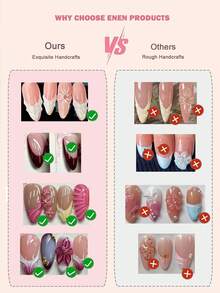 10片/套 手工3D立体花朵、波浪、贝壳、海星、海螺、海马、仿珍珠美甲贴片，中号方形，日常佩戴美甲配件，适合女性和女孩，手工美甲用品 - 玫瑰紅 - 查看 6