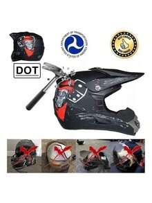 Casco de Motocross Negro M-XL – Integral con Certificación DOT, Gafas, Guantes y Protector Facial Incluidos