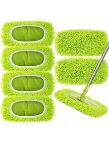 2/4/6/8 件绿色可重复使用拖把垫替换装适用于 - 可水洗超细纤维干湿拖把垫与扫地拖把兼容，非常适合表面和硬木地板清洁（不包括拖把） - 黃綠色 - 查看 1