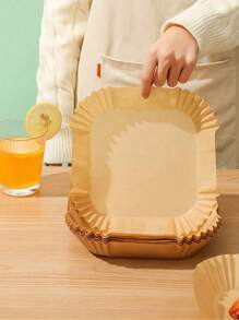 200/100 Pieces 6"/8" Disposable Air Fryer Mat, Square Air Fryer Paper Liners, Paper Bowl For Basket, Baking Tray, Oven Accessories, Cooking Tools, Kitchen Utensils, Kitchen Accessories