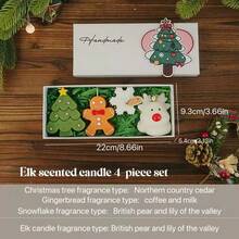 1pc Christmas Scented Candle Set, Christmas Scented Candle Gift Box, Creative Handmade Decor, Candle Holder Set, Suitable For Autumn, Festivals, Christmas, Winter, Room Decor, Gifts, Christmas Element Shaped Candles, Cute Fragrance Candles