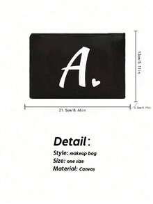 1 chiếc túi đựng mỹ phẩm tối giản in chữ cái ghép mảnh cho bé gái, màu đen, cỡ nhỏ, chữ A-Z, túi đựng mỹ phẩm, túi đựng đồ vệ sinh cá nhân di động, túi đựng mỹ phẩm tái sử dụng, túi đựng mỹ phẩm du lịch rộng rãi, phù hợp cho bé gái, có thể đựng tai nghe, phụ kiện, ví đựng tiền xu. - màu đen - Xem 10