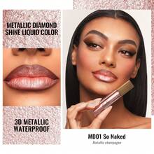 Oulac Metallic Shine Liquid Lipstick For Women, Dual Use For Lips & Eyeshadow, Long Lasting Lip Gloss, Metallic Matte High Impact Lip Color No Transfer Vegan Formula - MD01 So Naked - View 4